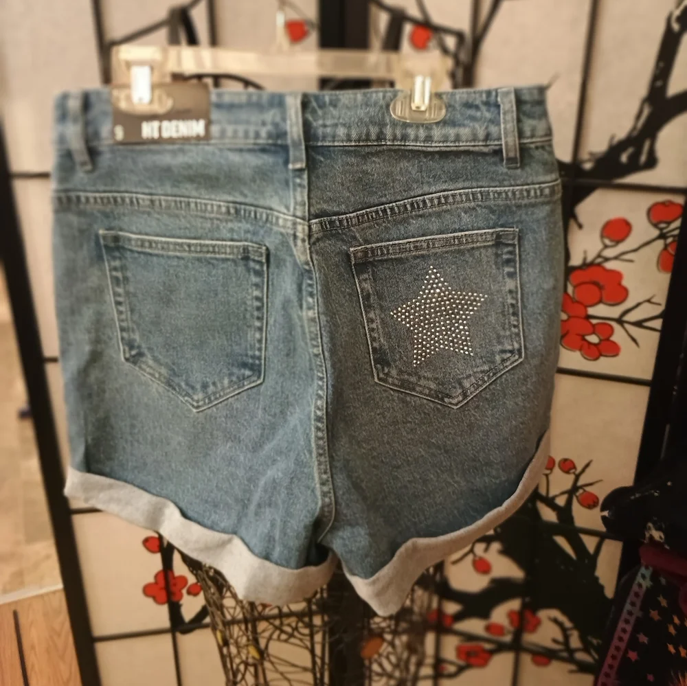 Women's Blue Star-Studded Shorts 9 - Picture 2 of 5